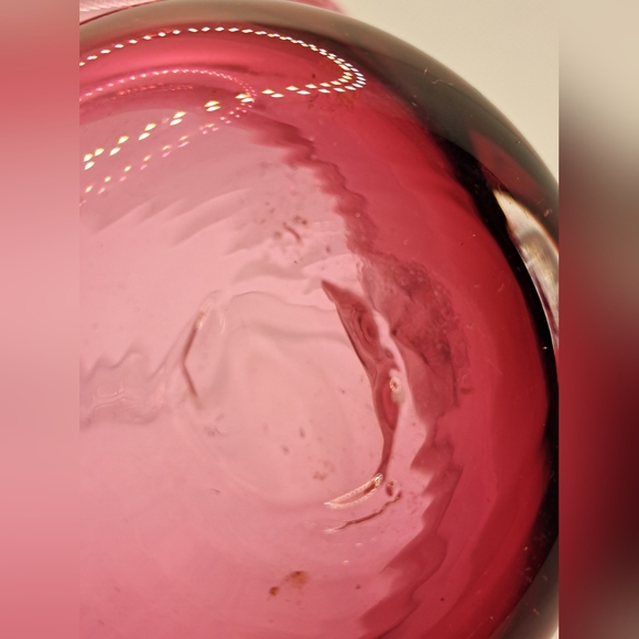 Vintage Retro Mod Rossi Canada Blown Glass Cranberry Ruby Red Basket. - Picture 6 of 7